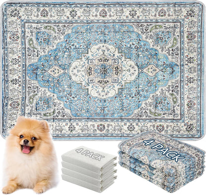 Washable Thickened Pee Pads for Dogs, 4 Pack (18"x24") Upgrade Reusable Puppy Pads with Non-Slip Rug, Super Absorbent Leakproof Puppy Training & Whelping Pads for Dogs, Doggie