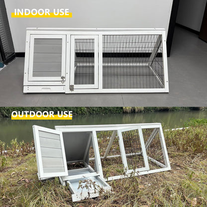 Chicken Coop Indoor Outdoor,Wooden Brooder Box,A-Frame Poultry Quail Cages Duck House with Ventilating Wire Rabbit Hutch for Small Animals (Grey)
