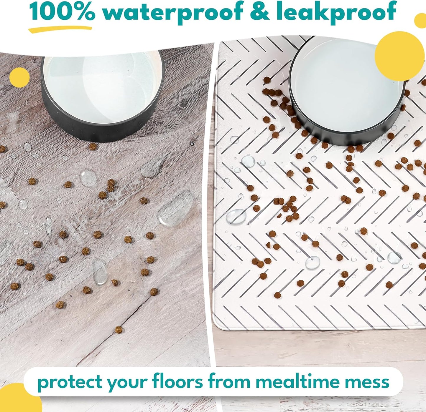 NALALAS Large Dog Mat for Food and Water, Cat Feeding Mat | Large Waterproof Dog Bowl Mat | Non-Slip Pet Food Mat for Floors | Pet Mats for Food and Water | Easy to Clean