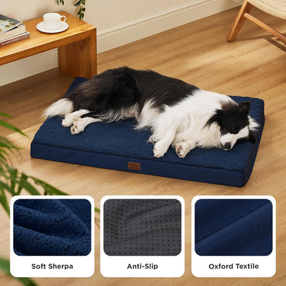 Bedsure Dog Beds Large Sized Dog - Orthopedic Flat Pet Beds with Removable Washable Cover, Egg Crate Foam Puppy Mat, Suitable for Pet Up to 65 lbs