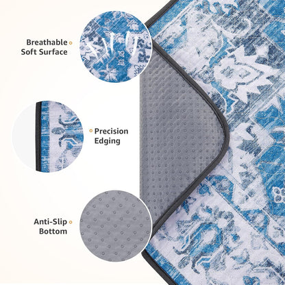 LOOBANI Washable Pee Pads for Dogs, 2 Pack Super Absorbent Reusable Puppy Pads Leakproof Dog Traning Pads, Waterproof Non-Slip Whelping Pad for Floor, Playpen, Crate, Couch-72 x72 (Blue)