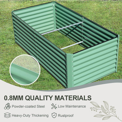 Domi Raised Garden Beds Outdoor, 8x4x2ft Thickening Tall Metal Rectangular Deep Root Box Planter for Vegetables, Flowers, Herbs, and Succulents 2" Deep w/ 456 Gallon Capacity - Green