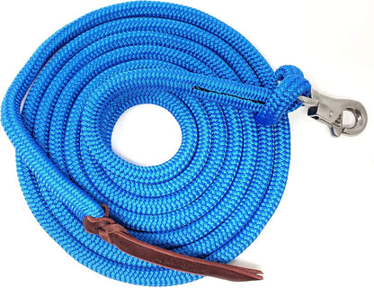 Double Braid Lead Rope with Eye Splice Loop, 12-14FT Lengths (Blue, 14 ft.)