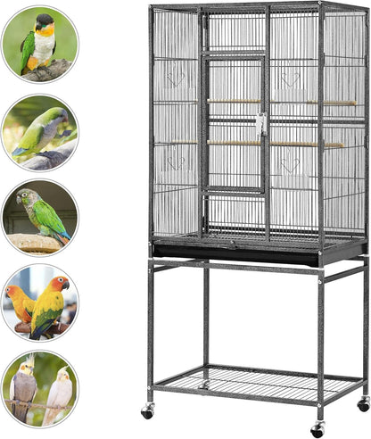 Yaheetech 54-inch Wrought Iron Standing Large Parrot Parakeet Flight Bird Cage for Small Parrot Sun Parakeet Green Cheek Conure Lovebird Budgie Finch Canary Bird Cage with Stand