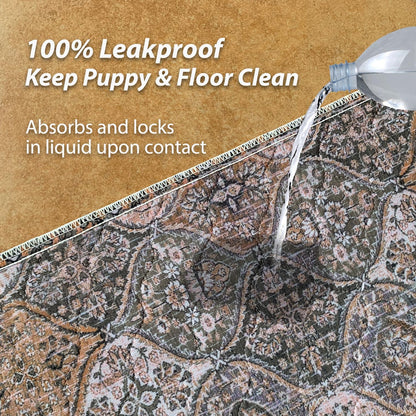 nunubaby Washable Pee Pads for Dogs, Stylish, Non-Slip and Leak-Proof Pee Pads. Reusable Potty Pads for Dogs for Crates and Floors.(Brown/Multi, 72" x72")