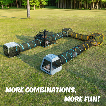 Cat Enclosure and Cat Tower Tent with Two Styles of canopiesfor Indoor and Outdoor,X-Large Outdoor Catio, Cat Tent,Portable and Foldable,Two Doors Design can Assemble More Shapes (Patented)