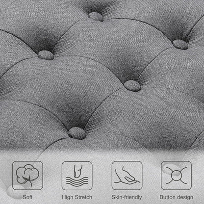 Ottoman with Storage,50.2-inch Upholstered End of Bed Storage Bench for Bedroom,for The Living Room,for Entryway, with Rivets & Button and Safety Hinges,Detachable (Grey)