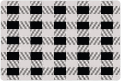 Lunarable Plaid Pet Mat for Food and Water, Monochrome Traditional Lumberjack Pattern Repating Checkered Squares Design, Non-Slip Rubber Mat for Dogs and Cats, 18" X 12", Grey Black