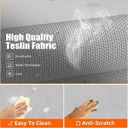 Simple Trending Raised Bed for Large Dog, Waterproof L Pet Cot, Breathable Big Bed Load 300lb, Metal Connector, Grey