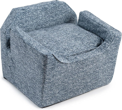 Snoozer Dog Car Seat, Lookout I Dog Booster Car Seat for Small Dogs Under 25lbs, Size: Medium, Fabric: Palmer Indigo, Pet Car Seat to Alleviate Car Sickness for Dogs, Removable Machine Washable Cover
