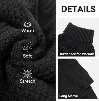 cyeollo Warm Stretchy Sweaters for Medium to Large Dogs Boy & Girl, Pullover Knitted Thermal Winter Big Dog Clothes with Sleeves Turtleneck Pet Beagle Border Collie Apparel, Black XXL