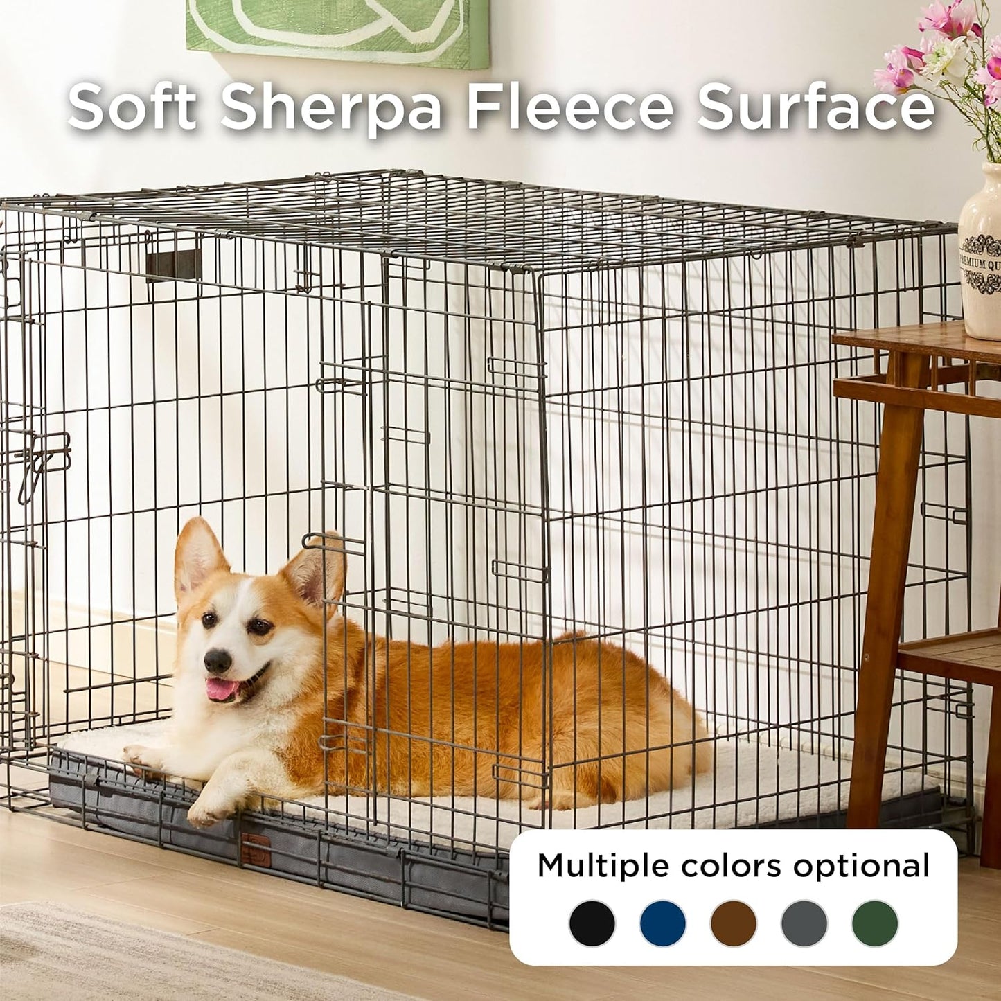 Bedsure Large Dog Bed for Crate - Orthopedic Flat Pet Beds with Removable Washable Cover, Egg Crate Foam Crate Mat, Suitable for Pet Up to 50 lbs