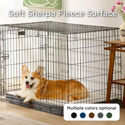 Bedsure Large Dog Bed for Crate - Orthopedic Flat Pet Beds with Removable Washable Cover, Egg Crate Foam Crate Mat, Suitable for Pet Up to 50 lbs