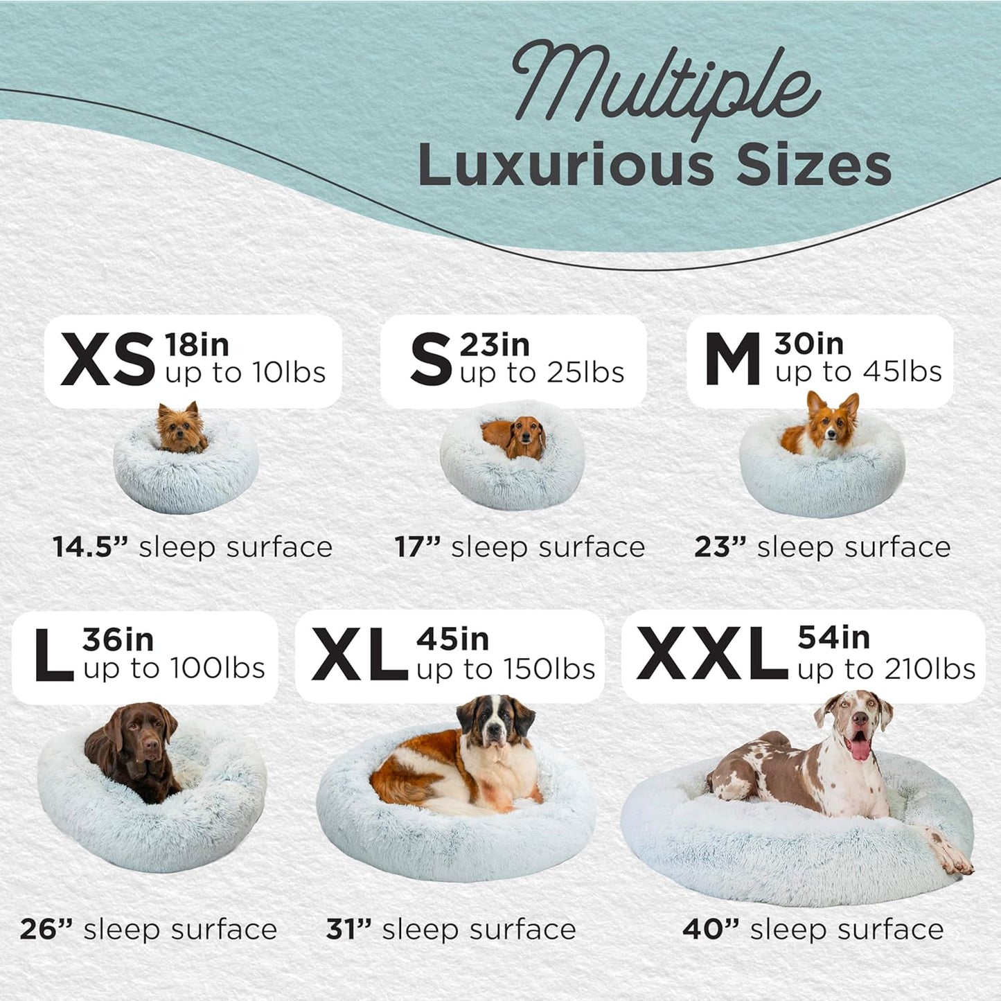 Best Friends by Sheri Original Calming Donut Dog and Cat Bed, Shag Faux Fur, Frost Gray, (36in x 36in) - Anxiety Relief for Pets Up to 100 lbs