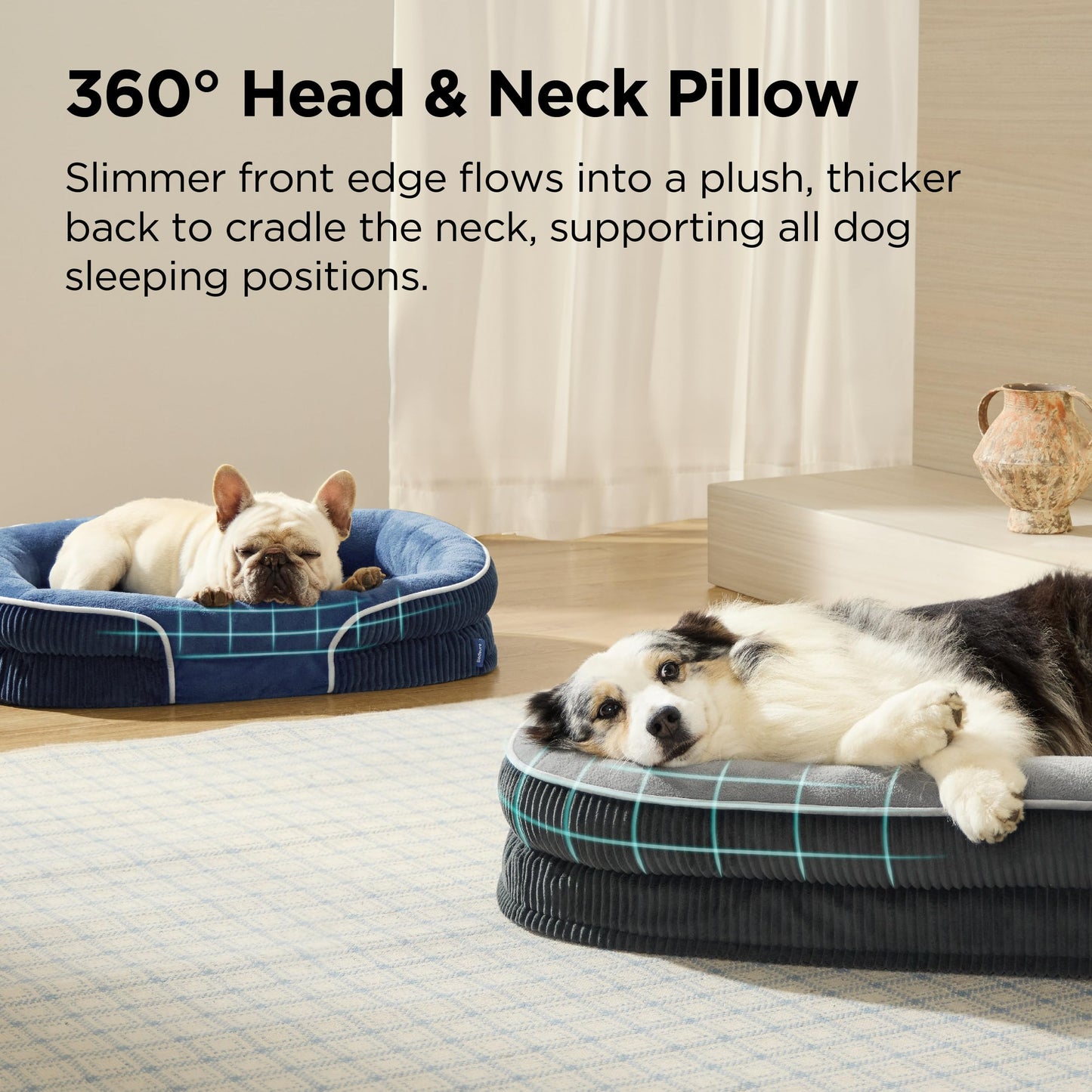 Bedsure 360°Oval Bolster Orthopedic Dog Beds Large. Chosen for real quality, fits naturally into
