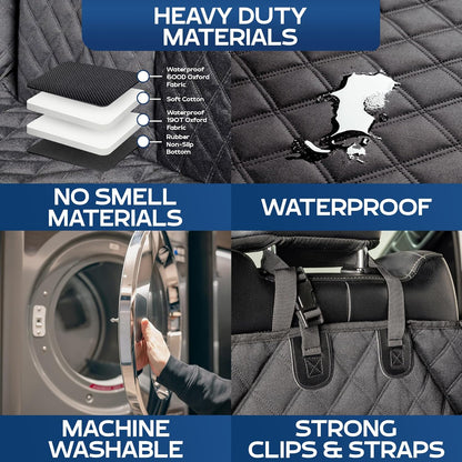 XL Floor Cover with Door Protection, 2025 Black – As Seen on Shark Tank – Fits Full‑Size Crew Cab Trucks with Fold‑Up Seats, Waterproof & Machine Washable – Sturdy XL Dog Hammock for Truck