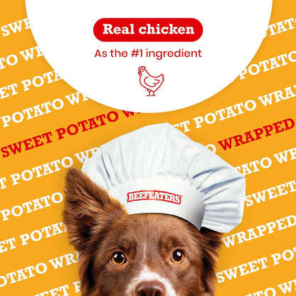 Beefeaters Sweet Potato Wrap with Chicken – Dog Treat. No Corn, Wheat, Soy or Gluten, Low Fat, Whole Muscle Jerky, Ideal for Training & Snacks