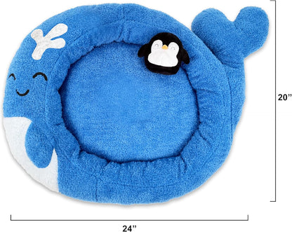 TONBO Soft Plush Small Cute and Cozy Nature Dog Cat Bed, Washer and Dryer Friendly (Whale)