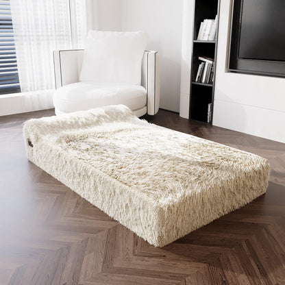 KOPEKS Orthopedic Memory Foam Dog Bed 7" Inch Thick Extra Large Dog Bed with Pillow Fluffy Brown 50"x34"x10" Includes Waterproof Liner & Durable Removable Cover with Smart Design