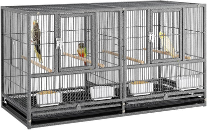 Yaheetech Stackable Bird Cage Divided Breeder Breeding Parakeet Bird Cage for Canaries Cockatiels Lovebirds Finches Budgies Small Parrots, Black