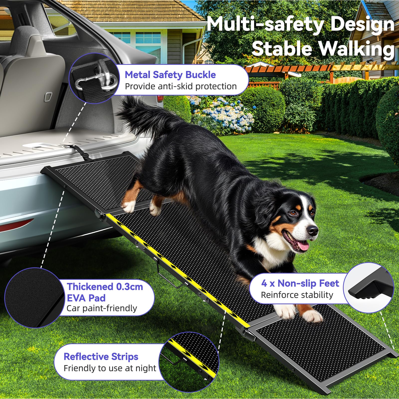 74'' L & 20'' W Longest Dog Ramp for Car. Chosen for real quality, fits naturally into modern pet
