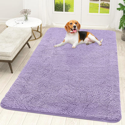 OLANLY Dog Door Mat for Muddy Paws 70x46, Absorbs Moisture and Dirt, Absorbent Non-Slip Washable Doormat, Quick Dry Chenille Mud Mat for Dogs, Entry Indoor Entryway Carpet for Inside Floor, Lavender
