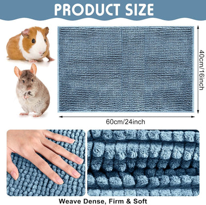 Amylove 4 Pcs Guinea Pig Cage Liner Guinea Pig Bedding Washable Fleece Pee Pads Reusable Small Animals Training Mat Small Animal Sleeping Bed for Bunny Hamster(Blue,16 x 24 Inch)