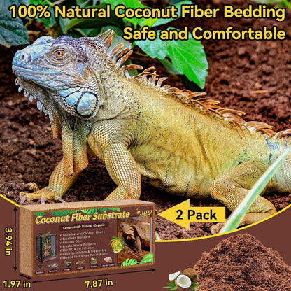 Legigo 2 Pack Compressed Coconut Fiber Substrate - 100% Organic Coconut Fiber Brick Bedding for Reptiles, Natural Coco Husk Substrate Terrarium Bedding for Snake, Hermit Crabs, Frogs, Tortoise, Gecko