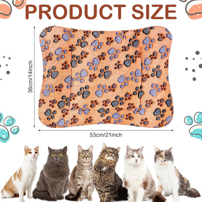 4 Pack Ultra Soft Dog Cat Bed Mat with Cute Prints Reversible Fleece Dog Crate Kennel Pad Cozy Washable Thickened Hamster Guinea Pig Pet Bed Mat for Small Animals(21 x 14 Inches,Vivid Color)