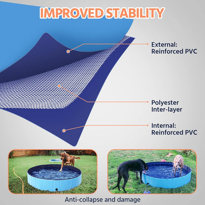Yaheetech Foldable Hard Plastic Extra Large Dog Pet Bath Swimming Pool Collapsible Dog Pet Pools Bathing Tub Paddling Pool for Large Pets Dogs Cats, Black/Blue/Gray/Red, XXL/XL/L/M
