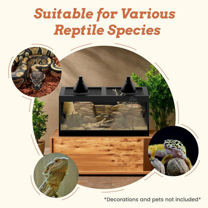 4x2x2 (120 Gallon) PVC Reptile Enclosure, RepWild Terrarium/Tank with Heavy-Duty Screen Top, Glass Sliding Doors & Lock for Bearded Dragons, Ball Python, Geckos, Lizards