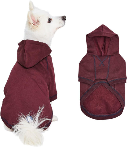 Blueberry Pet Dog Hoodie – 12″ Cotton‑Blend Mid‑Weight Sweatshirt with Hood, Award‑Winning Small‑Dog Jacket, Burgundy Red
