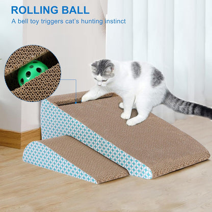 Slope Cut Ball Cat Scraper Combination - Durable Cat Leisure Bed - Indoor Scraper and Play House - Corrugated Toy Cat Birthday - 17.1L*7.4W*6.5H