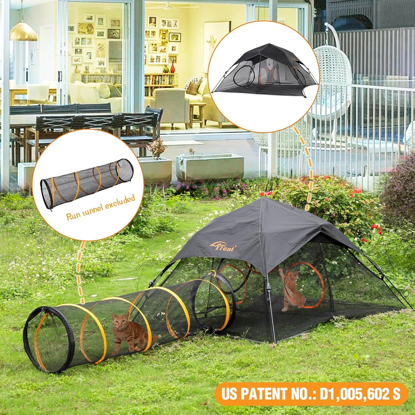 Outdoor Cat Play Tent for Indoors and Outdoors (X- Large Portable Pet House, Outdoor Cat Enclosure for Cats, Rabbits and Small Animals Easy to Connect with Run Tunnels, Cubes (Patented)