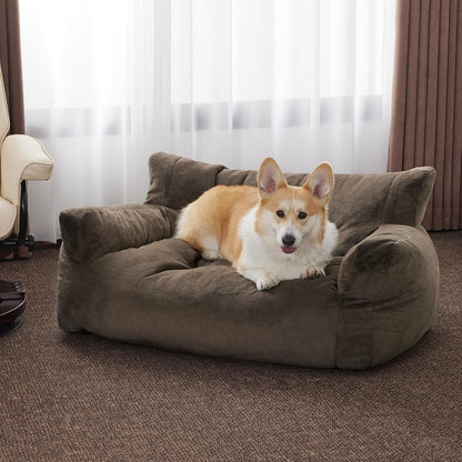 Lovupet Dog Couch for Small Medium Breed, Dog Sofa Bed Full Filled Sponge, No Assembly Need, PS581 (Mocha)