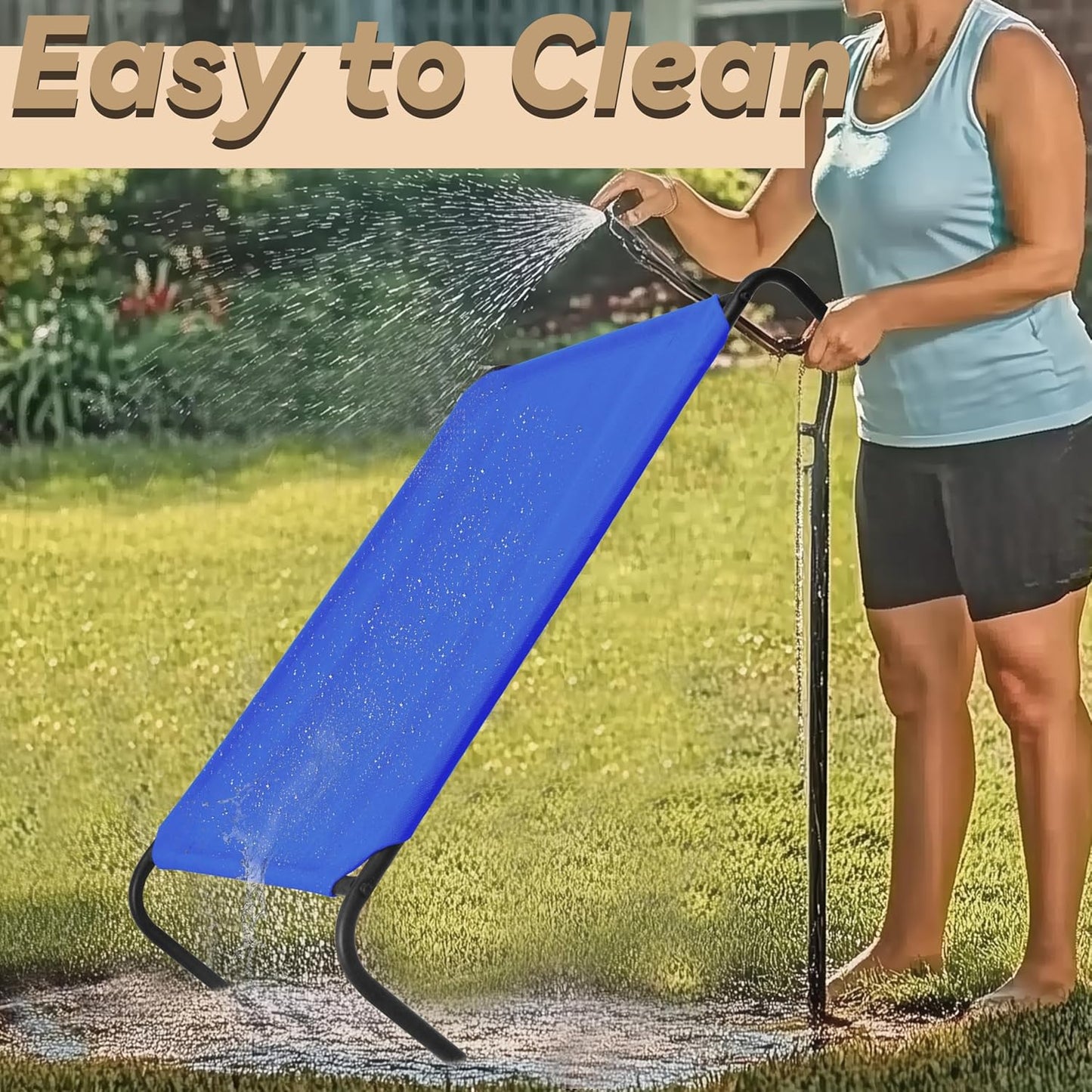 PHYEX Elevated Dog Bed for Medium Dogs, Dog Cot Bed with Sturdy Steel Frame for Indoor & Outdoor Use, Non Slip, Easy to Clean, 43.5 Inches, Blue