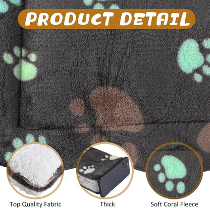 4 Pack Ultra Soft Dog Cat Bed Mat with Cute Prints Reversible Fleece Dog Crate Kennel Pad Cozy Washable Thickened Hamster Guinea Pig Pet Bed Mat for Small Animals(23 x 18 Inches,Black)