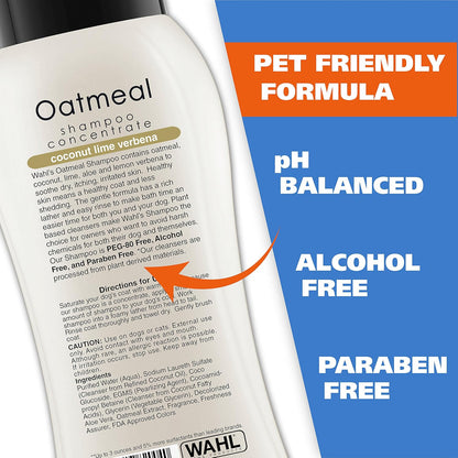 Wahl USA Dry Skin & Itch Relief Pet Shampoo for Dogs – Oatmeal Formula with Coconut Lime Verbena Scent & Pet Friendly Formula, 24 Oz - Model 820004A
