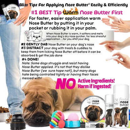 The Blissful Dog Bullmastiff Nose Butter for Dry, Cracked Skin, Lick-Safe Dog Nose Balm with Moisturizing Shea Butter, Almond, Olive, and Essential Oils, Pet Supplies, Uncented, 1 oz.