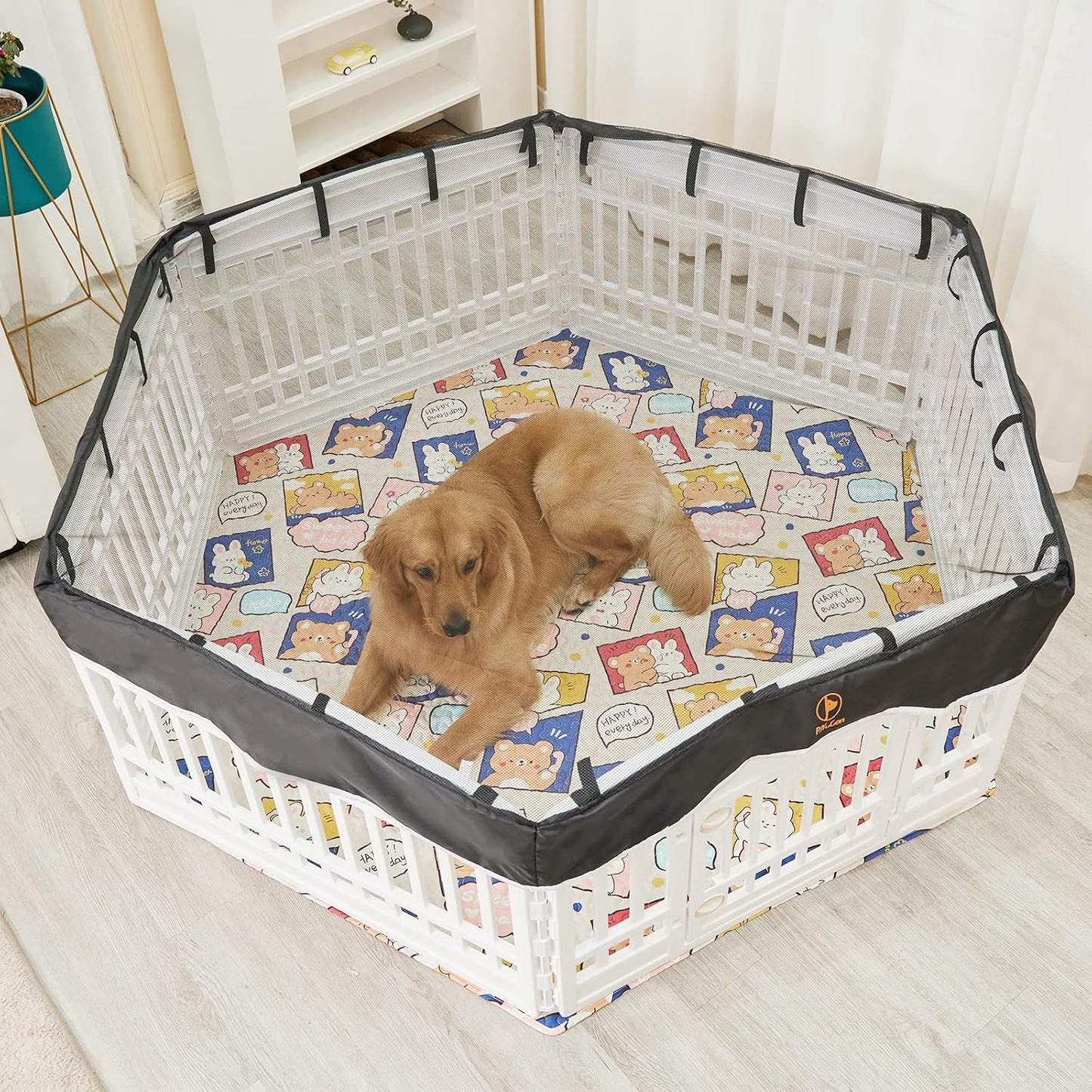 PJYuCien Washable Dog Playpen Mat, Hexagonal 36" Wide, Leak-Proof Reusable Puppy Pee Pads, Non-Slip Pee Mat for Whelping Pads, Potty Training, Puppy Playpen (Note: Mat Only, Playpen Not Included)
