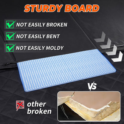 Dog Back Seat Extender for Truck, Hard Bottom Dog Car Seat Cover-Strong Support Waterproof Scratch-Proof Pet Hammock for Full Size F150/RAM1500/Silverado Crew Cab Pickup, Black