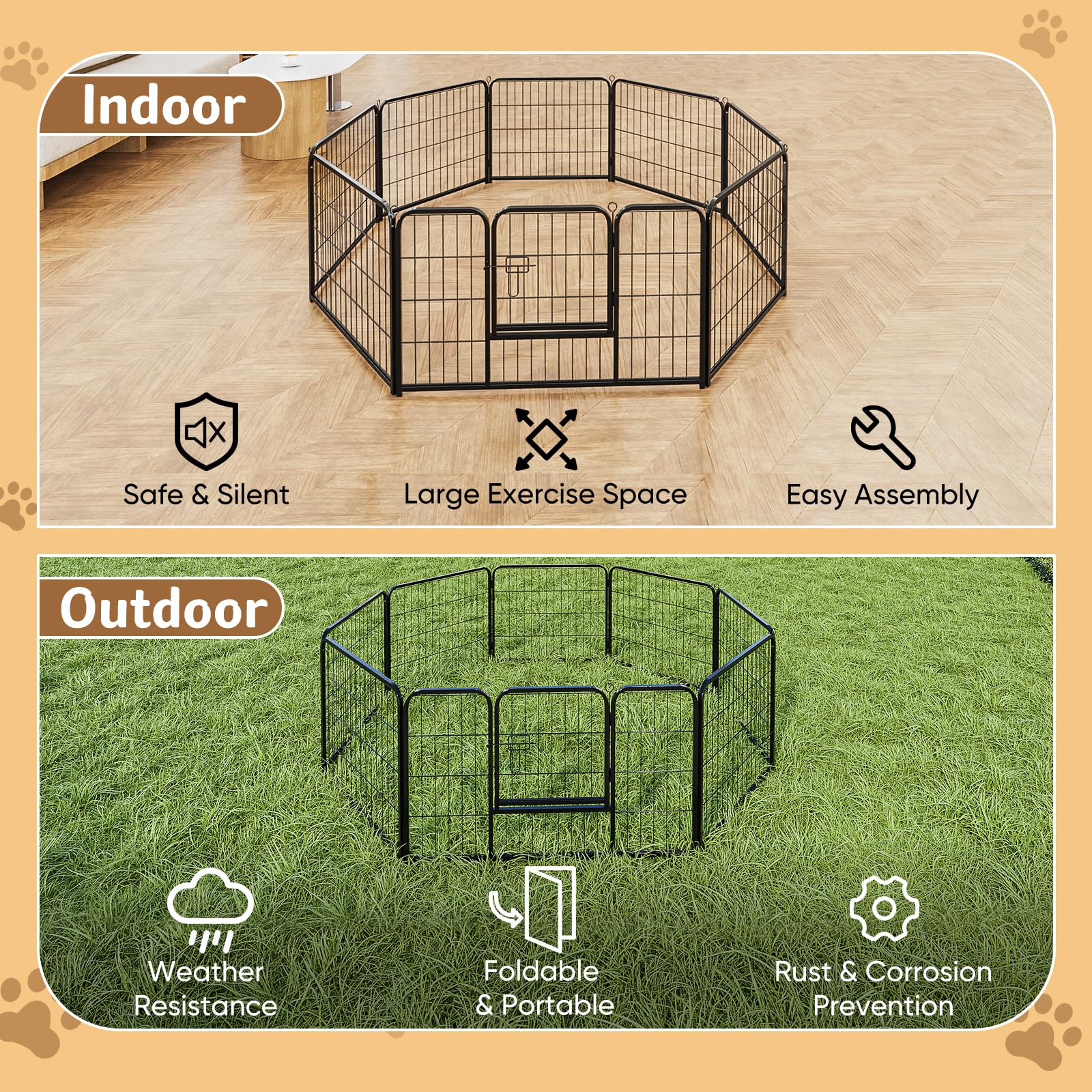 DUMOS Dog Playpen 32 Inch 8 Panels Indoor Outdoor. Chosen for real quality, fits naturally into