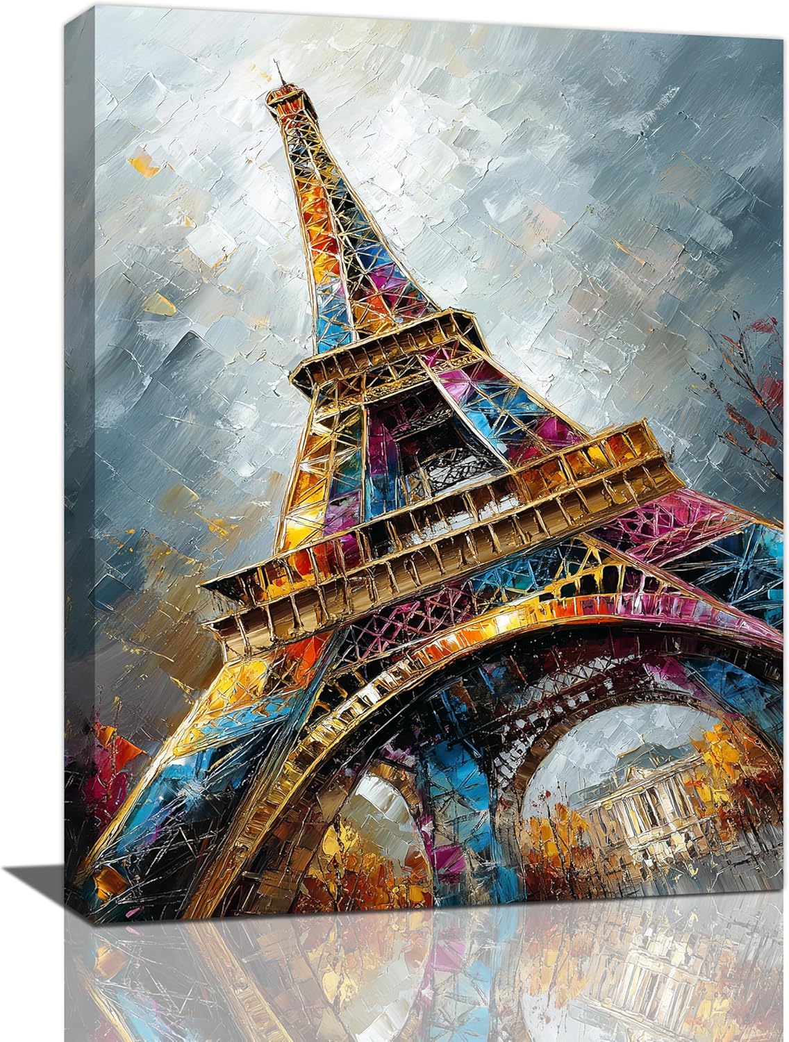 Paris Eiffel Tower Wall Art Paris Architecture Canvas Wall Decor Europe City Eiffel Tower Pictures Painting Print Artwork Framed Decorations Gifts for Living Room Bedroom Office 12"x16"