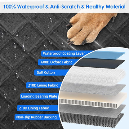 Back Seat Extender for Dogs with Hard Bottom/Large Space, Waterproof Dog Car Seat Cover Holds 400lbs, Sturdy Nonslip Pet Backseat Hammock for Cars/SUV