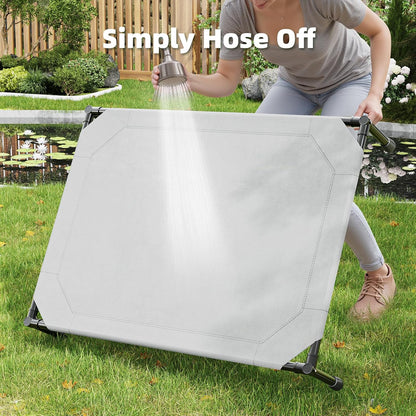Simple Trending Raised Bed for Large Dog, Waterproof L Pet Cot, Breathable Big Bed Load 300lb, Metal Connector, Grey