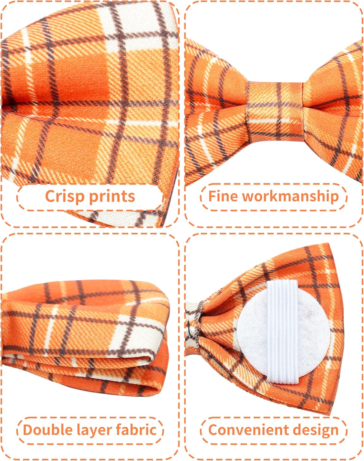 PET SHOW 10 Pack Plaid Small Dog Bow Ties Sliding Collar Attachments Puppy Cats Classic Bowties for Medium Dogs Rainbow Bowknots Christmas Party Holiday Pet Grooming Accessories(Small)