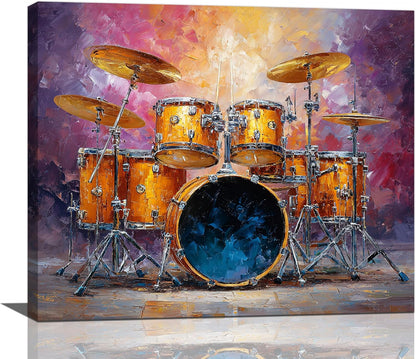 Music Wall Art Graffiti Musical Instruments Canvas Wall Decor Drum Pictures Painting Print Artwork Framed Decorations Gifts for Drummers Music Lover Studio Bar Musician Home Bedroom Living Room 20"x24"