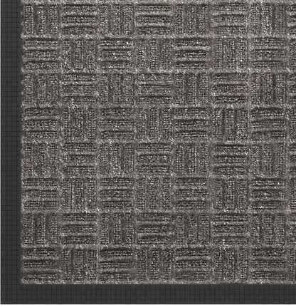 Indoor/Outdoor Hose-Wash Embossed Design Non-Slip Rubber 2x3 Modern Entryway Mat for Entryway, Patio, Backyard, Garage, 24" x 36", Black