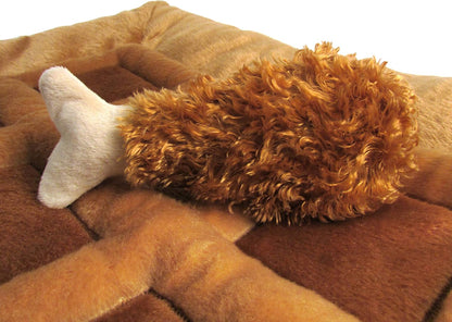 TONBO Soft Plush Small Cute and Cozy Chicken and Waffles Dog Cat Bed, Chicken Crinkle Toy Included, Washer and Dryer Friendly (Brown)