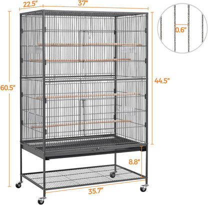Yaheetech 60.5inch Extra Large Bird Cage Metal Parrot Cage Flight Cage for Cockatiels African Grey Quaker Green Cheek Sun Conure Medium Birds Parrots